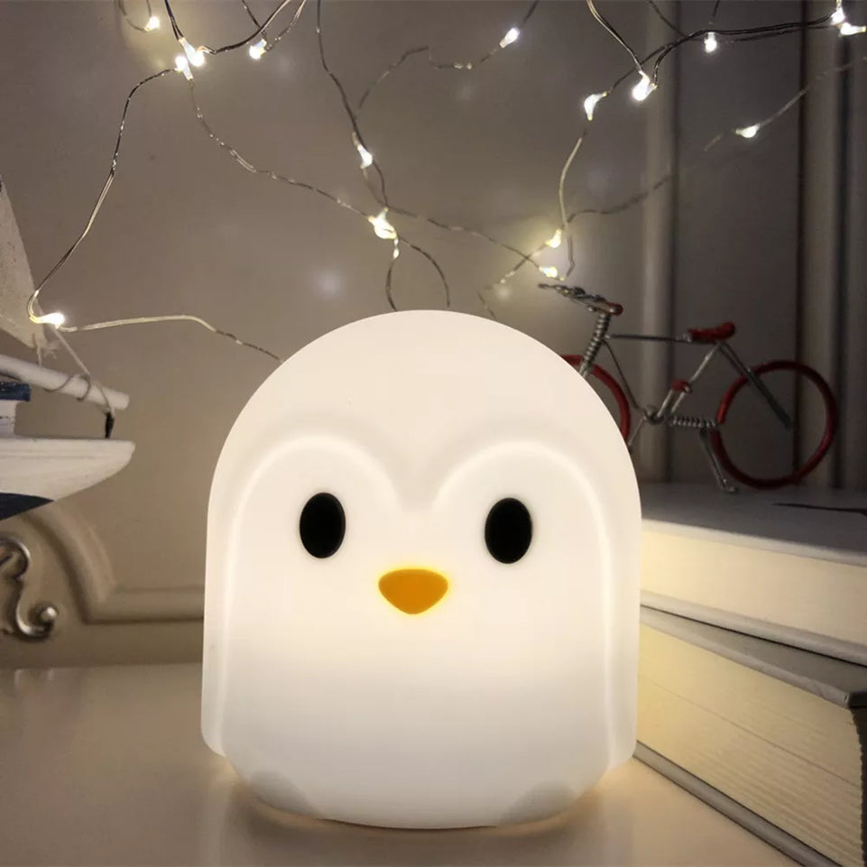 LED Night Light Penguin Rabbit Cow Cat Lamp Touch Sensor Colorful Battery Powered Silicone Animal Lamp for Children Baby Gift