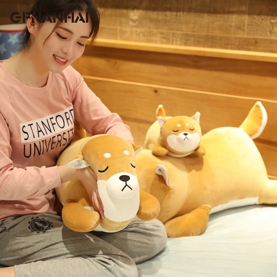 New Arrival 35-75CM Cute Corgi & Shiba Inu Dog Plush Toys kawaii Lying Husky Pillow Stuffed Soft Animal Dolls Children Baby Gift