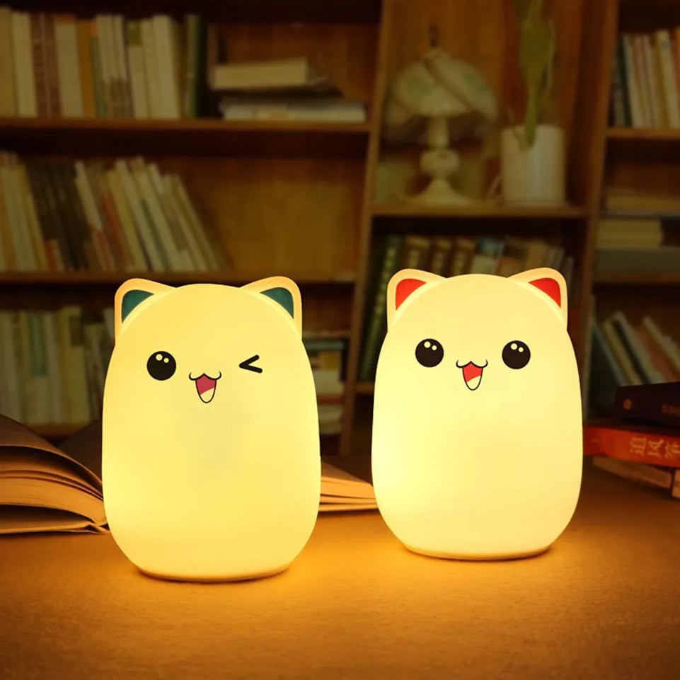 Bear LED Night Light Touch Sensor Remote Control RGB Dimmable USB Rechargeable Cartoon Silicone Desk Lamp for Children Baby Gift