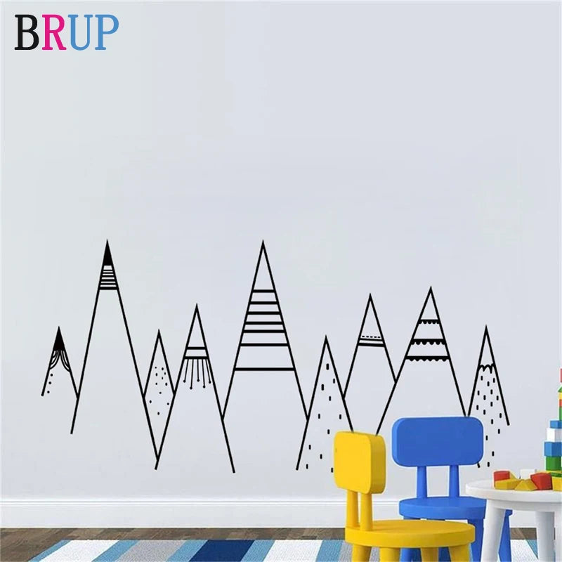 Large Mountain Range Wall Stickers Kids Mountain Wall Decal Mountain Range Son Gift Nephew Gift Nordic Mountains Decal Baby Gift
