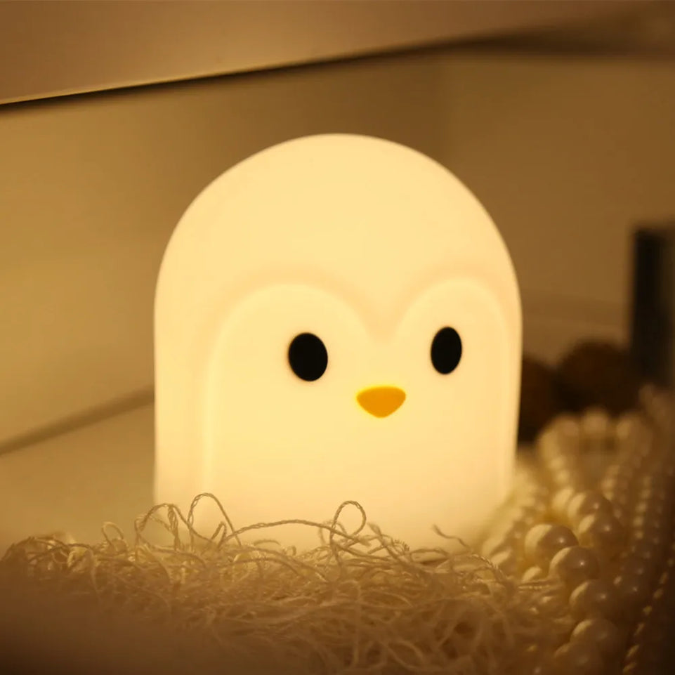 LED Night Light Penguin Rabbit Cow Cat Lamp Touch Sensor Colorful Battery Powered Silicone Animal Lamp for Children Baby Gift