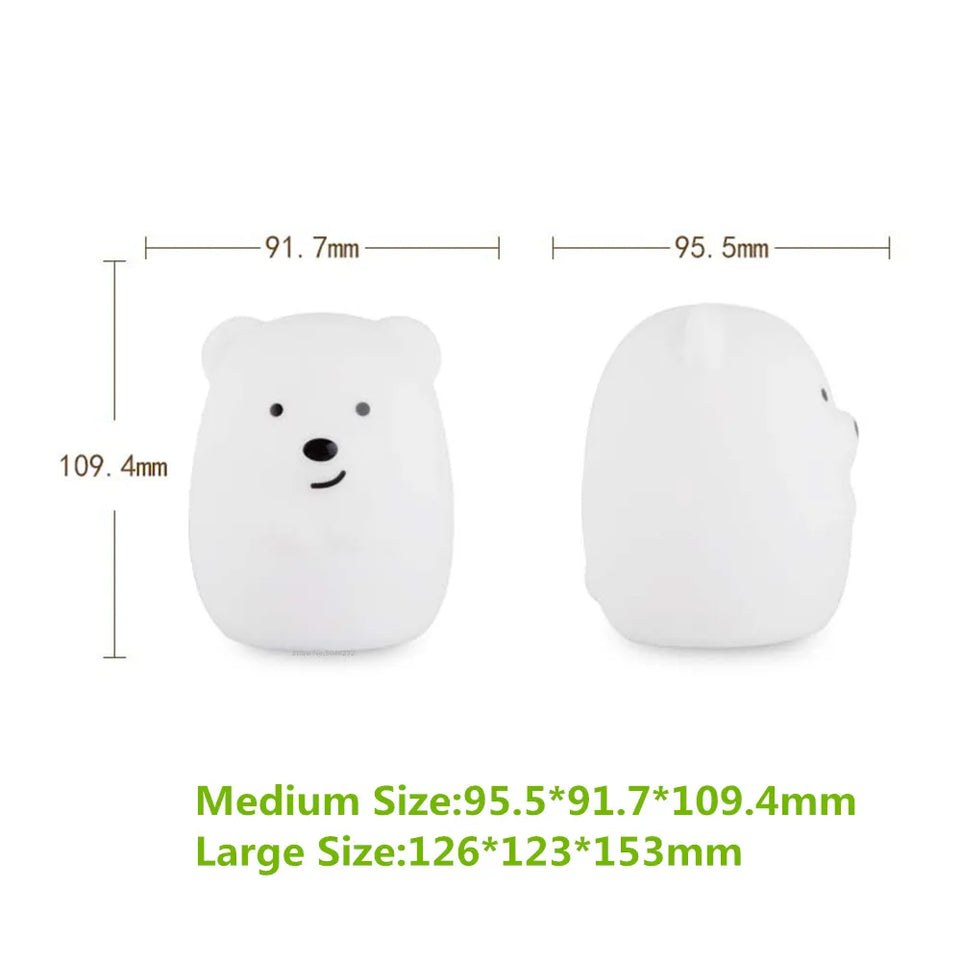 Bear LED Night Light Touch Sensor Remote Control 9 Colors Dimmable Timer Rechargeable Silicone Lamp for Children Kids Baby Gift
