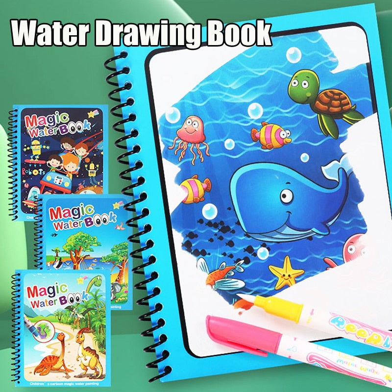 Montessori Toys Reusable Coloring Book Magic Water Drawing Book Painting Drawing Toys Sensory Early Education Toys for Kids