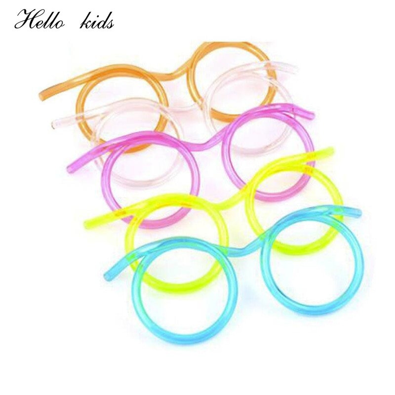 1PCS Tool Gags & Practical Jokes Fun Soft Plastic Straw Funny Glasses Drinking Toys Party Joke Kids Baby Birthday Party Toys
